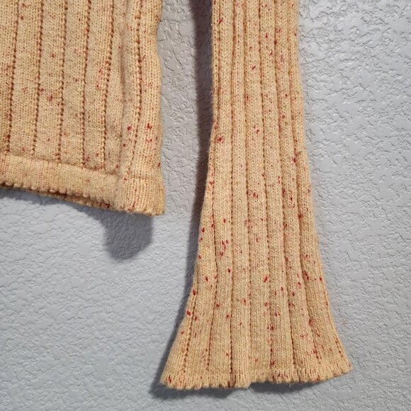 ROUTE 66 Y2K Ribbed Knit Sweater Keyhole Cutout Flared sleeve Butter yellow M - Picture 8 of 8